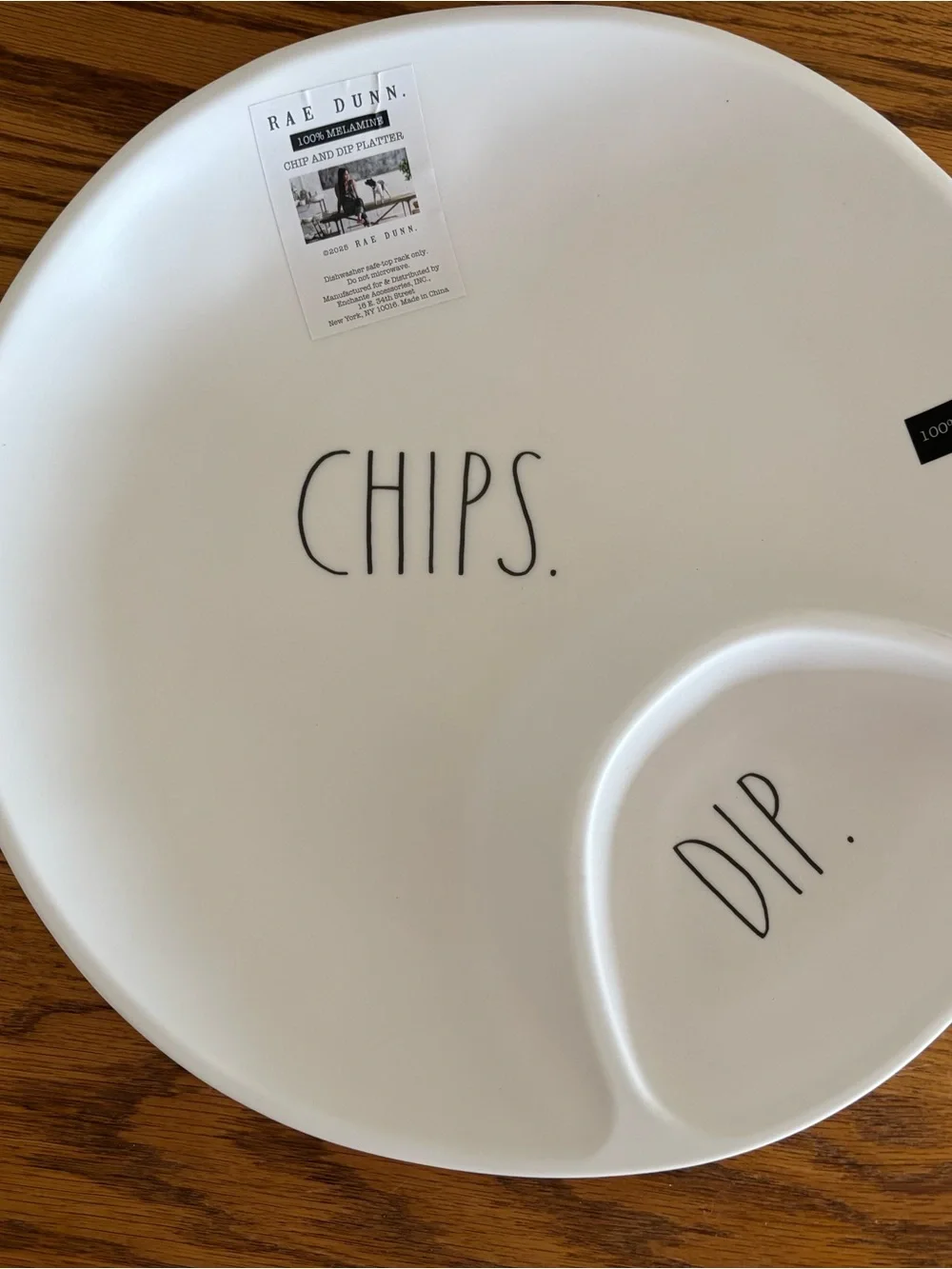 Rae Dunn White 'Chips & Dip' Melamine Serving Platter
